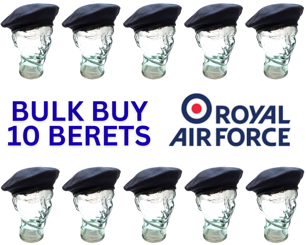 RAF Royal Air Force Berets Wool Knitted With Leather Rim Size 55cm Job Lot x10