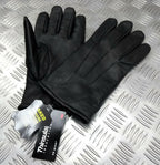 Military Style Black Leather Soft Thinsulate Lined 3 Dart Parade Gloves