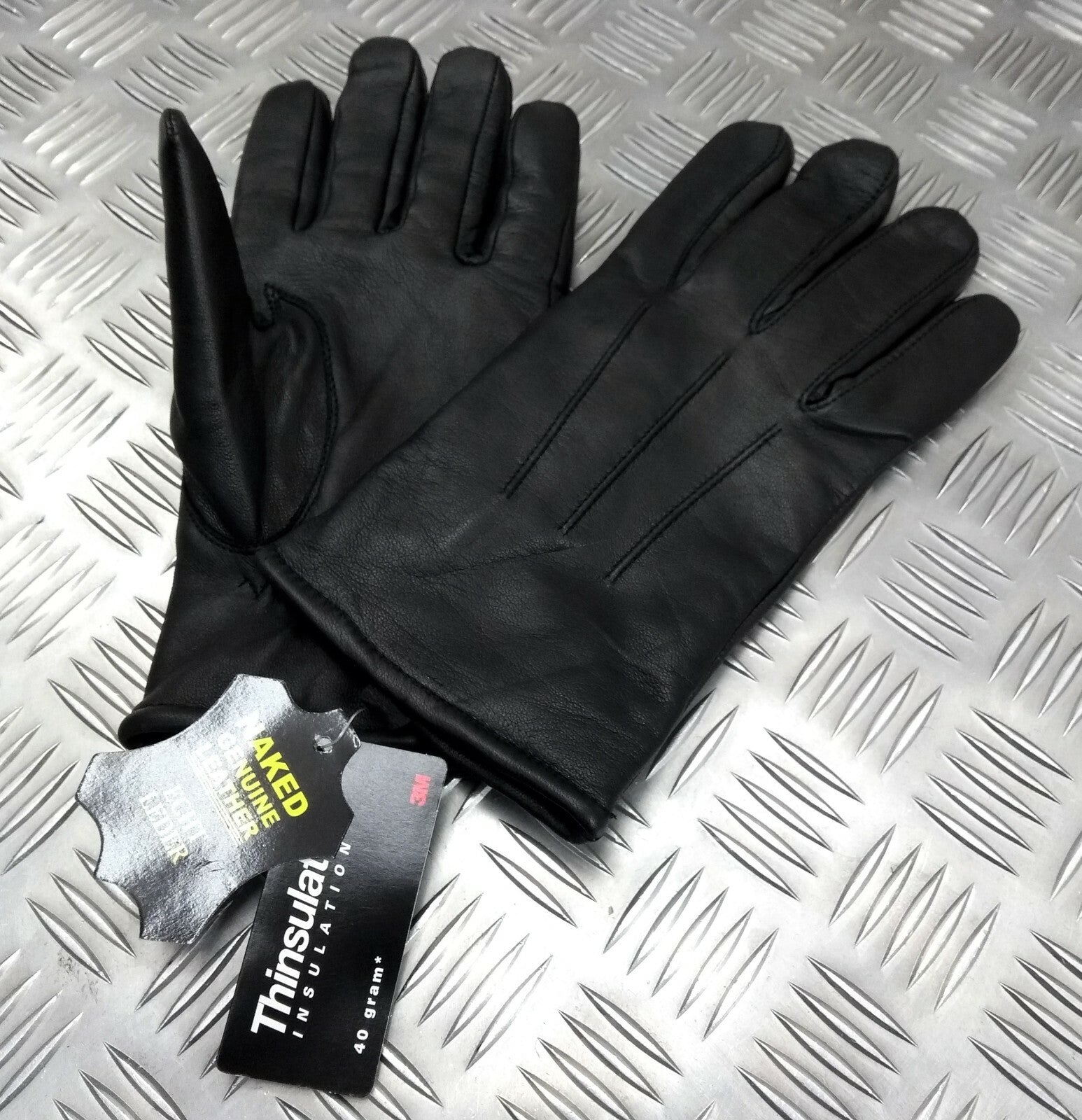 Military Style Black Leather Soft Thinsulate Lined 3 Dart Parade Gloves