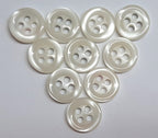 Buttons 50 Vintage 4 Hole for Dress Shirts Pearlesque Clear White 10mm NOS