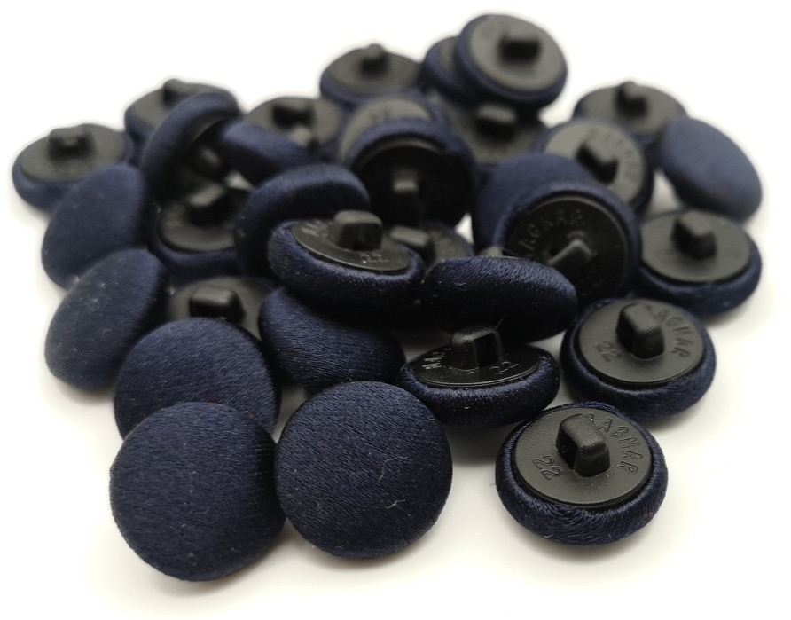 Navy Blue Silky Fabric Covered Buttons 22L x12