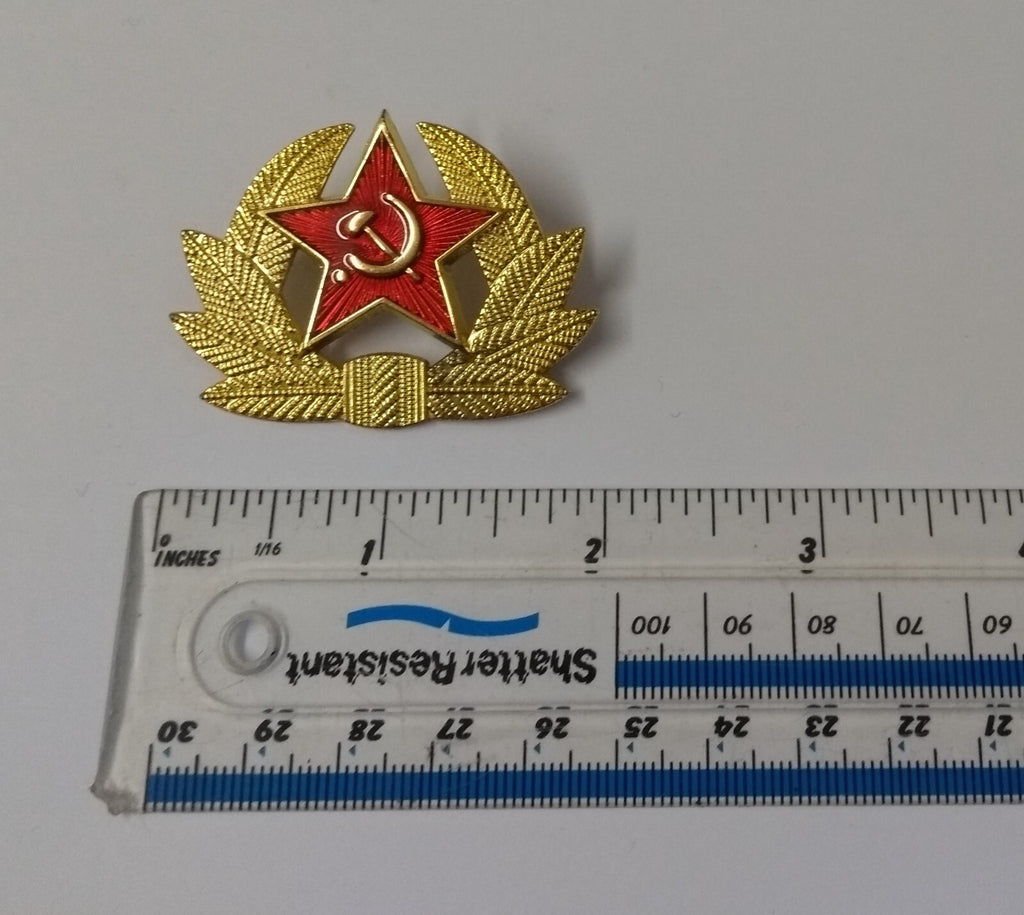 USSR Hat Badge Red Star Hammer & Sickle With Laurel Wreath Visor Cap & Ushanka