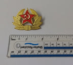 USSR Hat Badge Red Star Hammer & Sickle With Laurel Wreath Visor Cap & Ushanka