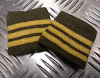 Khaki Wool Serge Rank Slide 3 Braided Gold Bars Vintage Issue