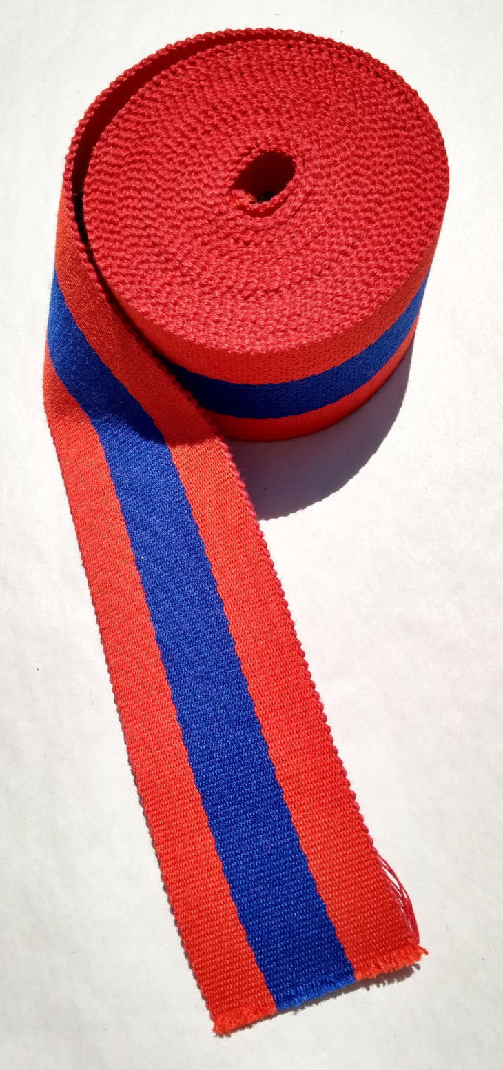 Red Blue Red 64mm Stable Belt Material Genuine British Made / Sold by 50cm