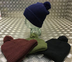 Knitted Retro Beanie Hat / Watch Cap / Ski hat with Pompom - All Colours - NEW