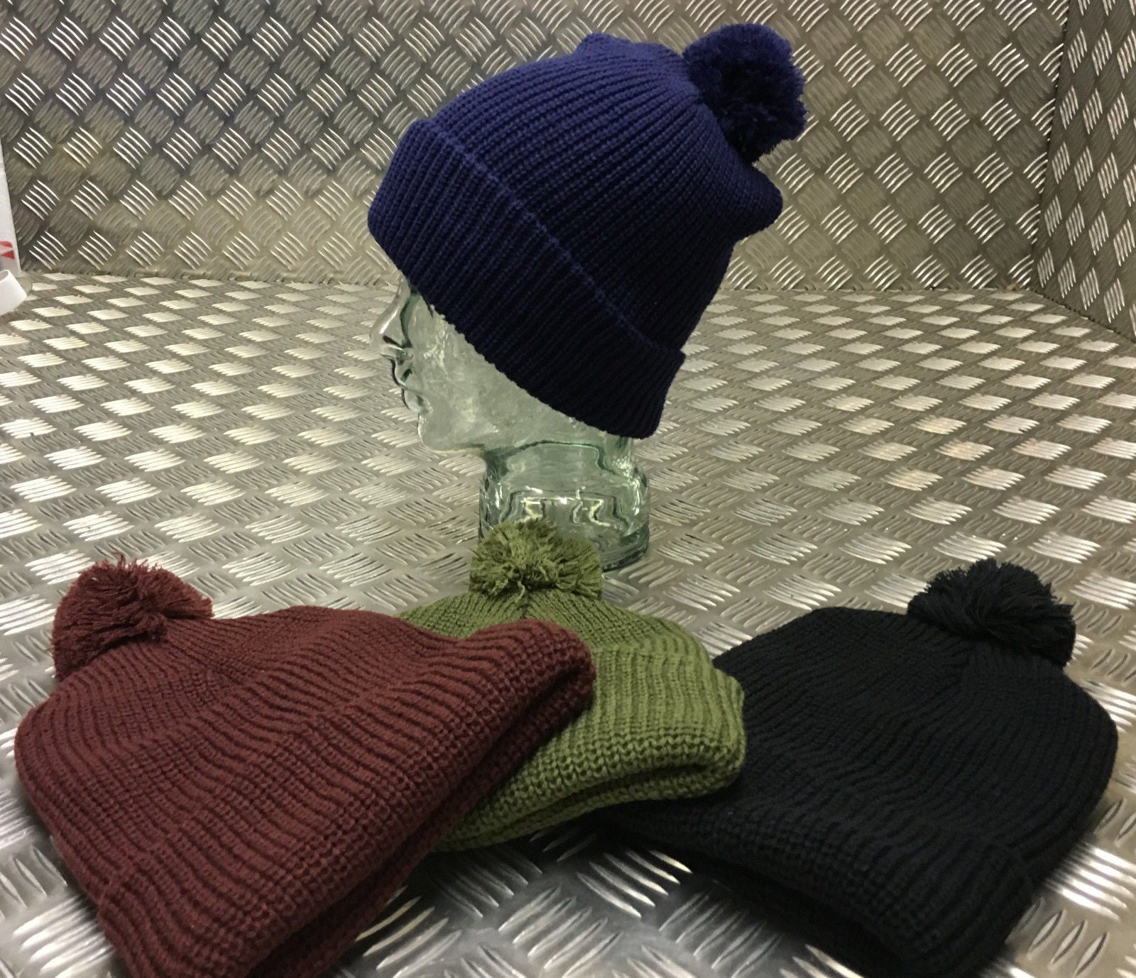 Knitted Retro Beanie Hat / Watch Cap / Ski hat with Pompom - All Colours - NEW