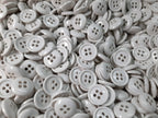 White Small Buttons for Braces British 4 Hole Pattern 14.5mm Set of 8