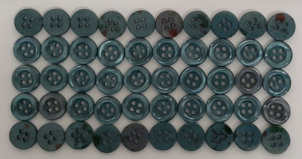50 Vintage Buttons 4 Hole Shirt / Shank Anchors Pearlesque Jade 10.8mm NOS