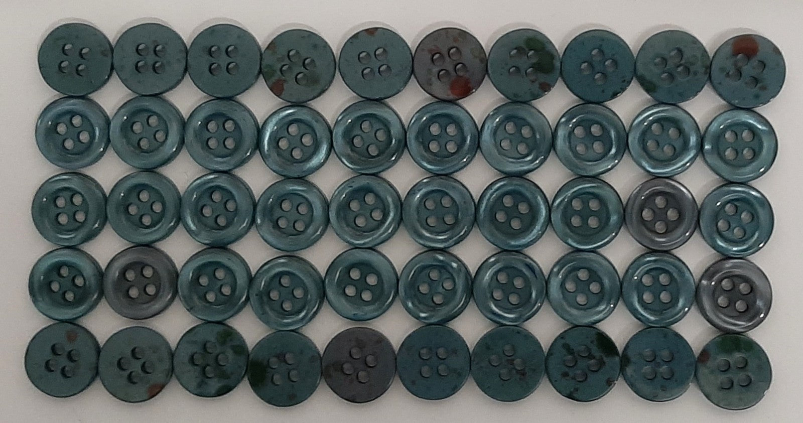 50 Vintage Buttons 4 Hole Shirt / Shank Anchors Pearlesque Jade 10.8mm NOS