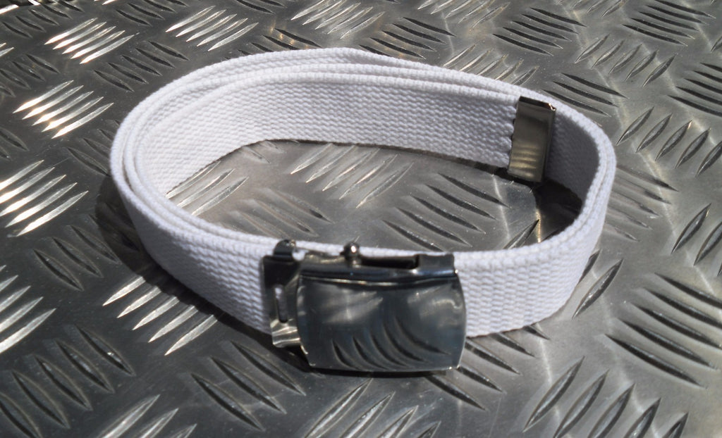 Style 1¼ Roll buckle Canvas Web Belt Silver or Brass buckle All Colours