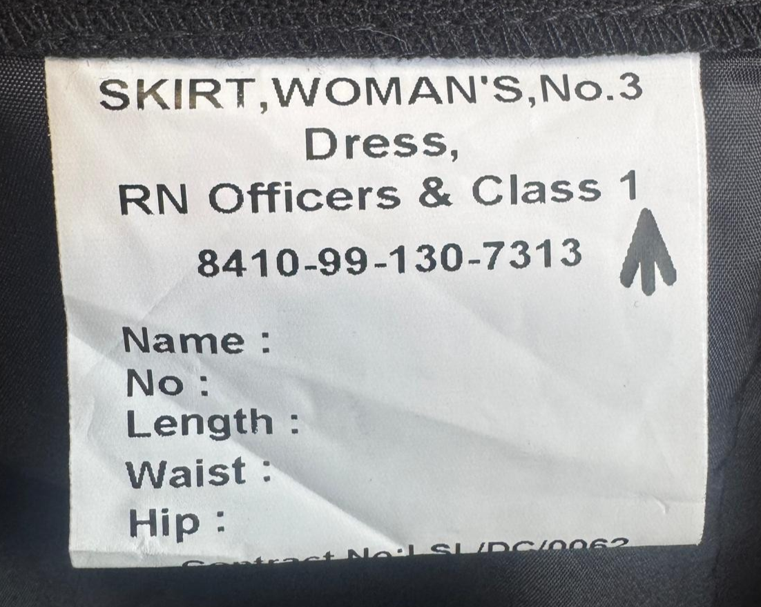 Skirt No3 & CL1 Officers Wool Poly British Royal Navy WRNS Dress RN Waist 76cm L