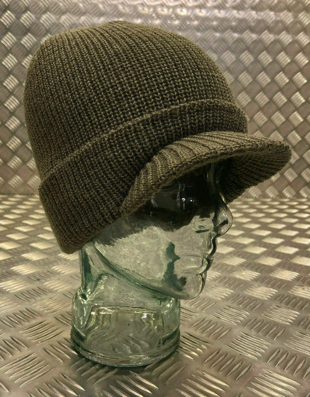 US Green / OD Peak Radar Hat / Peaked Watch Cap 100% Wool- NEW