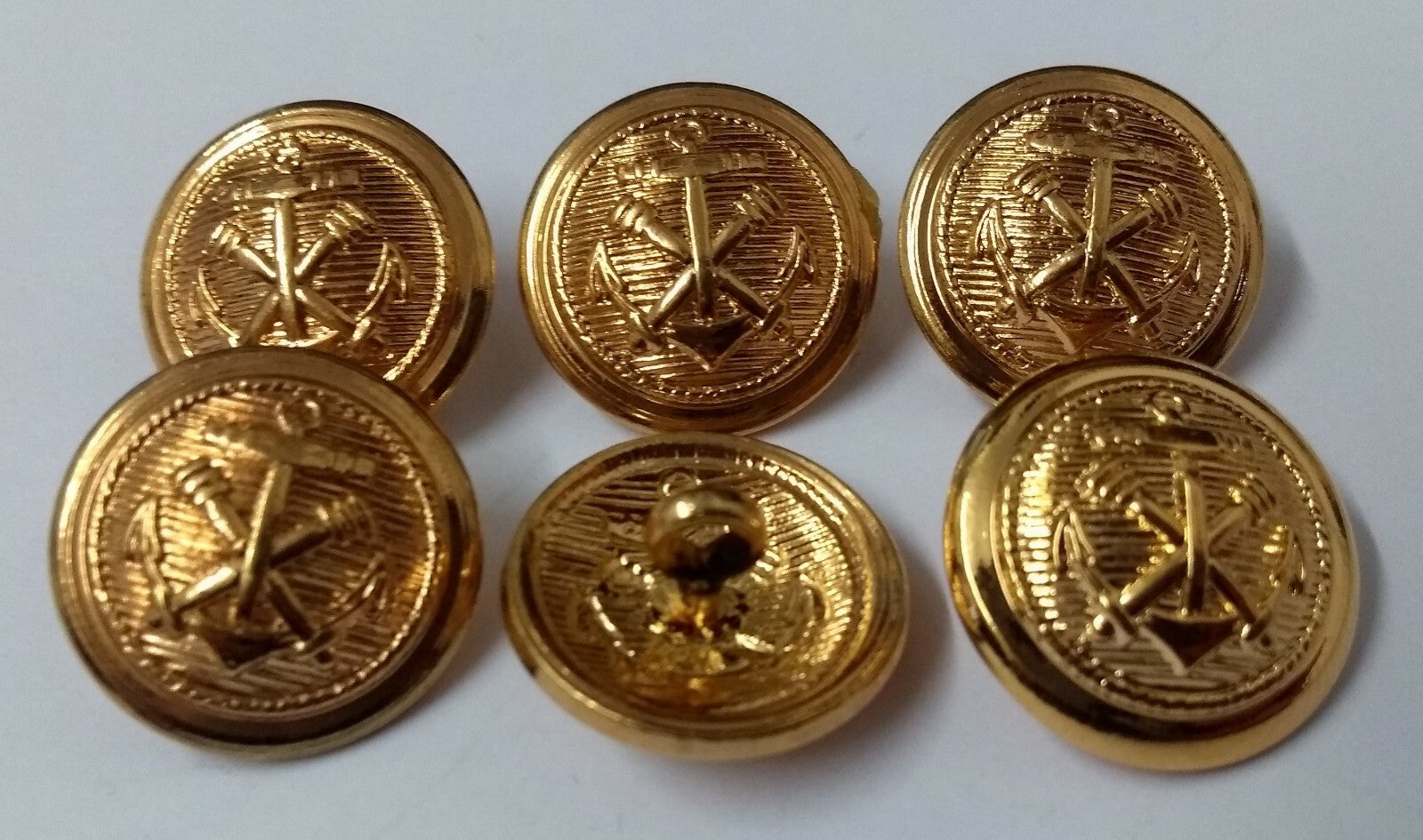 Genuine Naval Artillery Anchor & Cannon Insignia Shank Buttons X6 ASBT199