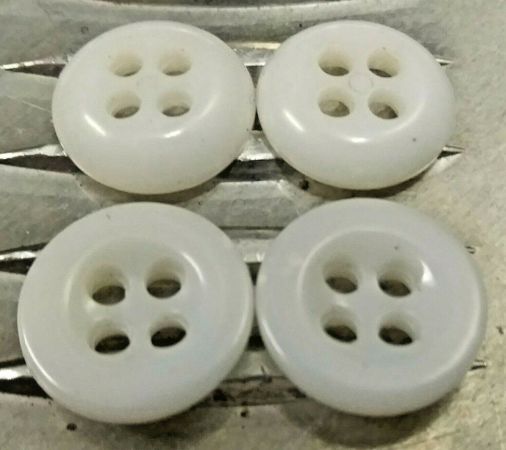 Naval White Plastic Buttons Vintage Genuine Issue 4 Hole X 4 14mm