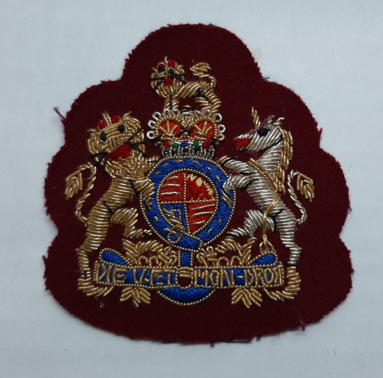 Royal Arms Patch Maroon British Army Old Pattern Embroidered Insignia Badge