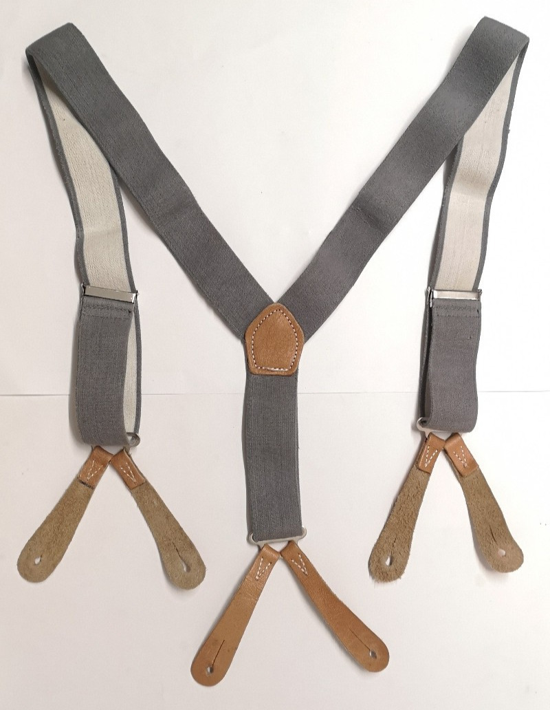 Genuine British Army / RAF Royal Air Force Braces with Leather Buckles. Size 100cms