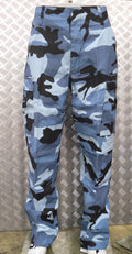 Midnight Blue Camo Military Style Combat Cargo Trousers - 46"-50" - NEW