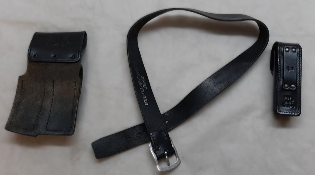 Leather Belt 36" With MP5 Double Ammo Pouch & PWL Spring loaded Canister Holder