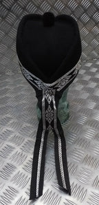 Glengarry Pipers Hat Black Pom With Silver Detailing 100% Wool Made in The UK