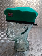 British Beret Hobson of London Vintage Green Wool Lined Cap UK Flag