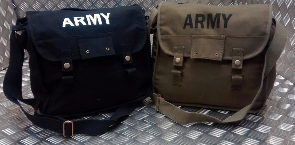 Military Type ARMY Print Canvas / Haversack Shoulder Bag Festival Asst Cols