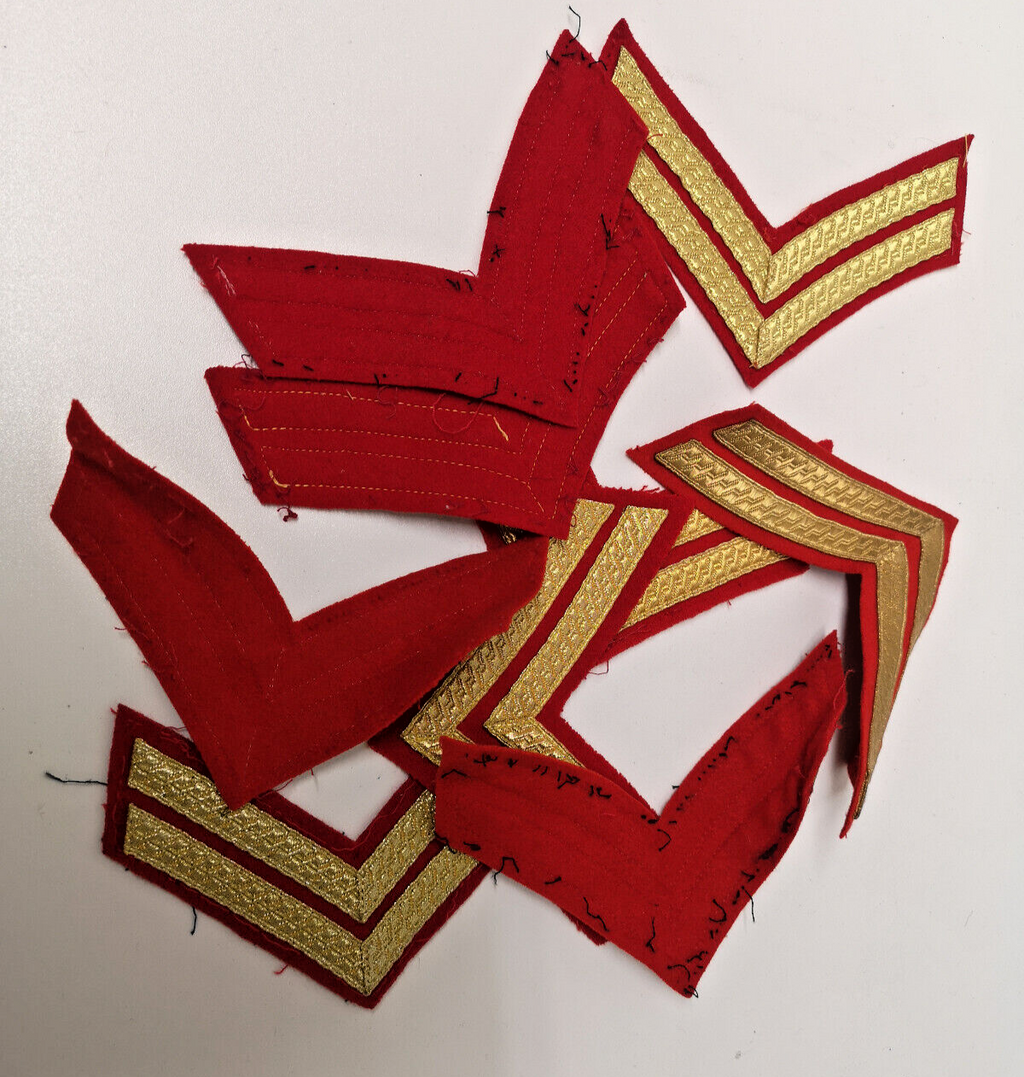Braided Corporal Rank Stripes 2 Chevrons Gold on Red British Forces - Used