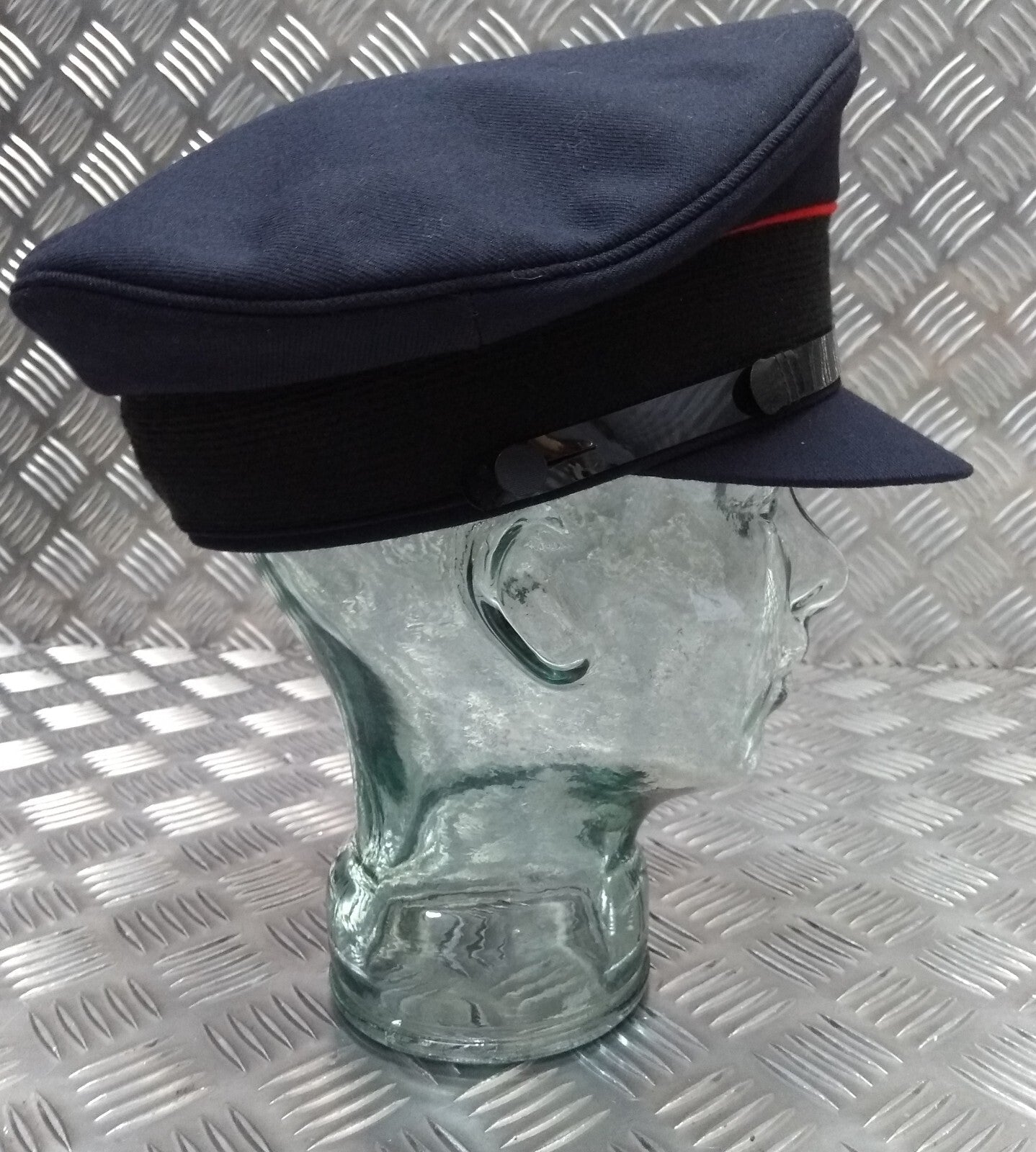 Uniform Dress Cap Blue with Red Piping Chinstrap & Buttons Visor Cap 56cm