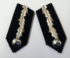 Black Gorgets Collar Tabs With Silver Leaf Insignia Plain Buttons & Clip Backs L