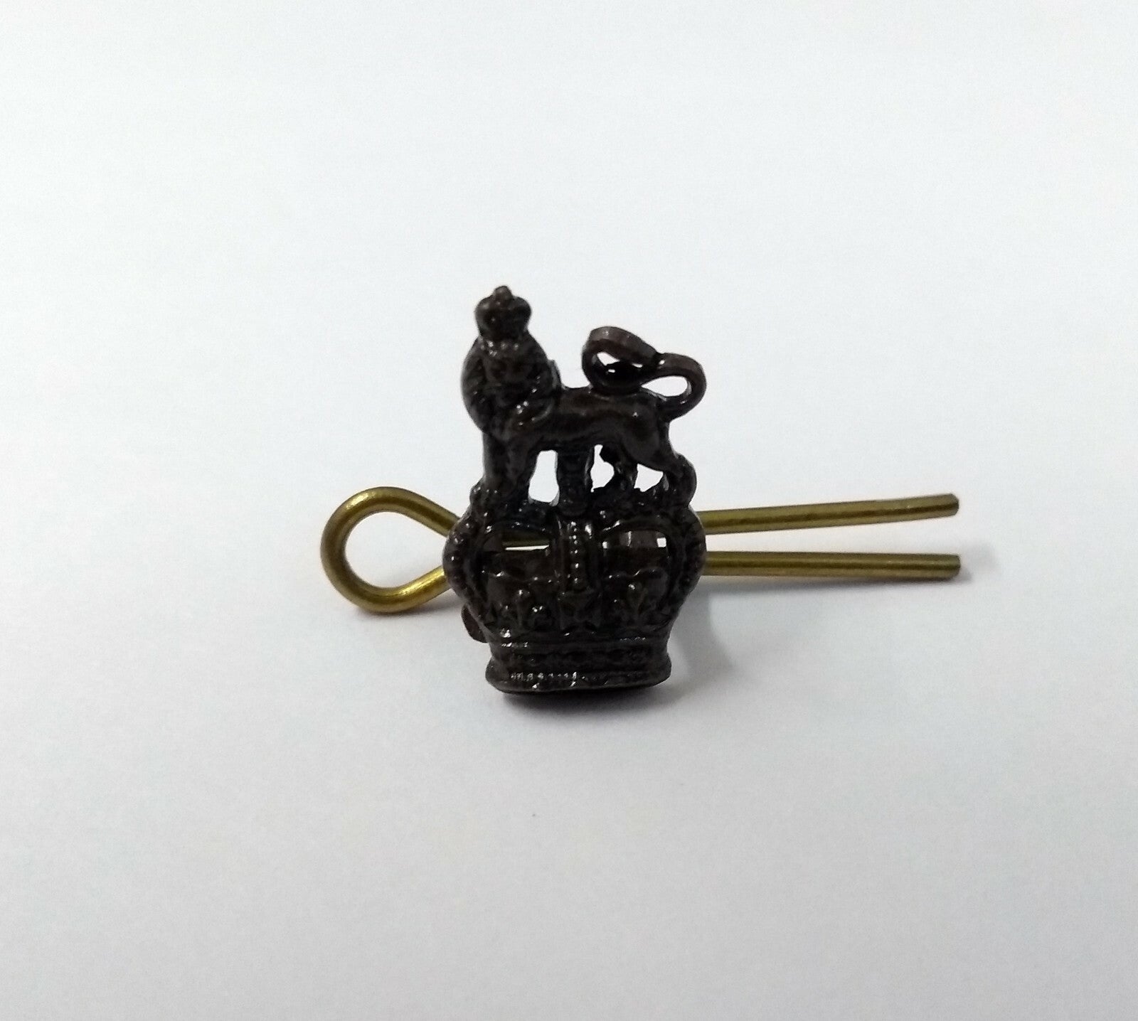 Genuine British Royal Marines RM Bronze Colour Subdued Crown Pin Badge