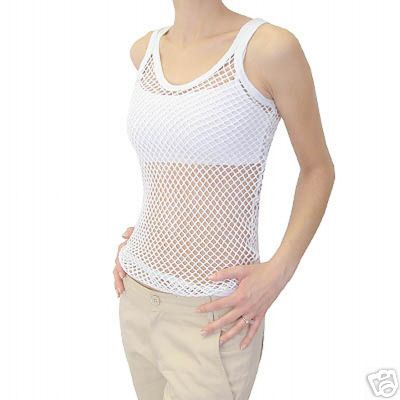 100% Cotton 'Jungle' White String Vest / Top - Size Small - BRAND NEW