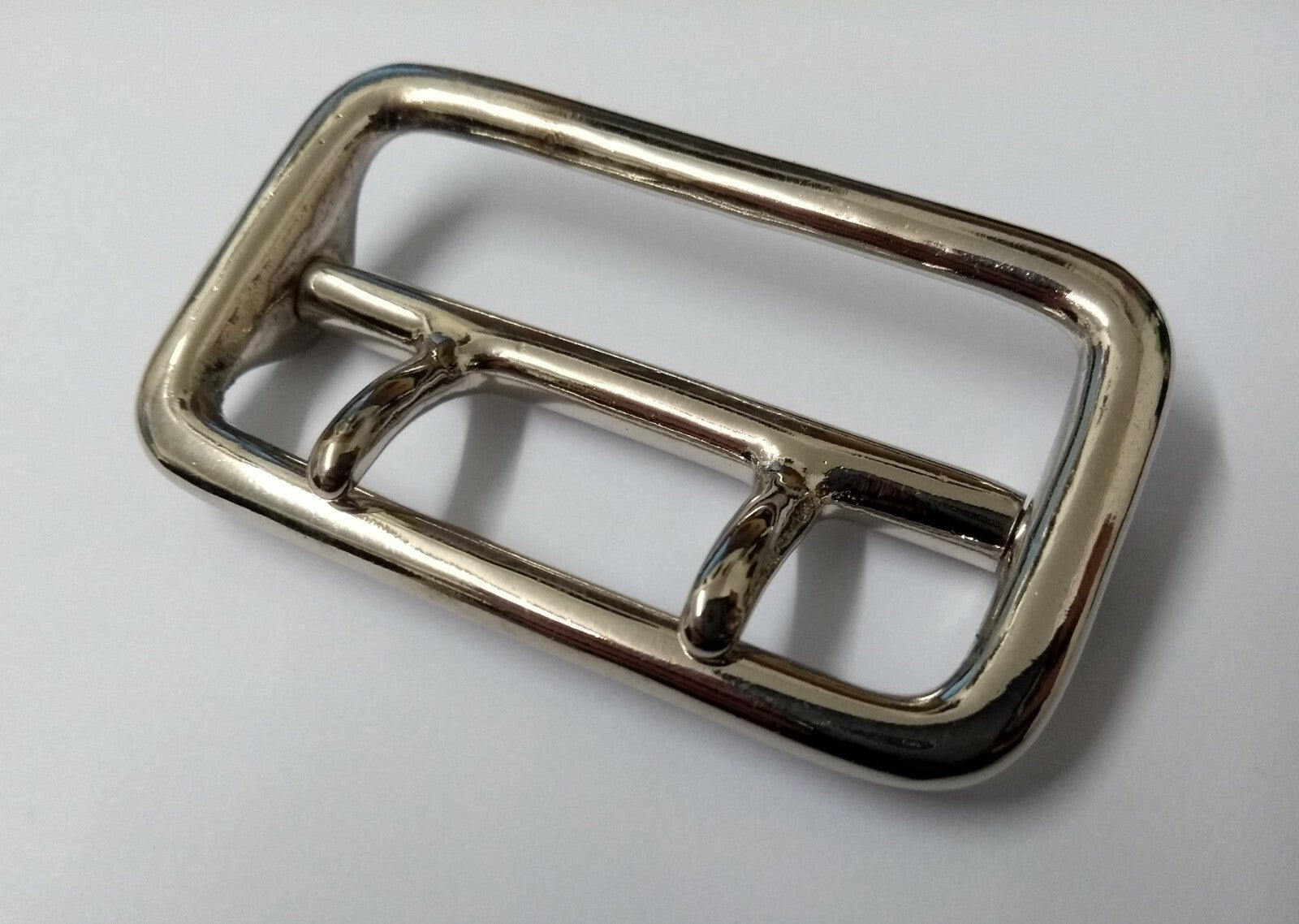 Sam Browne Buckle Nickel Plate Double Prong