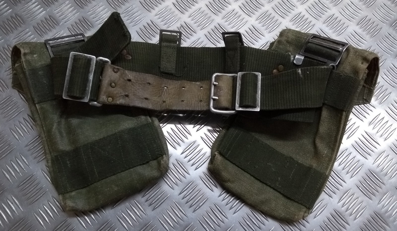 M39 Belt & Utility Pouches WW2 Pattern Heavy Canvas Vintage Army Webbing ASST