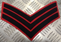 Genuine British Army Sergeant Rank 3 Chevrons Long Navy Blue on Red CVF03