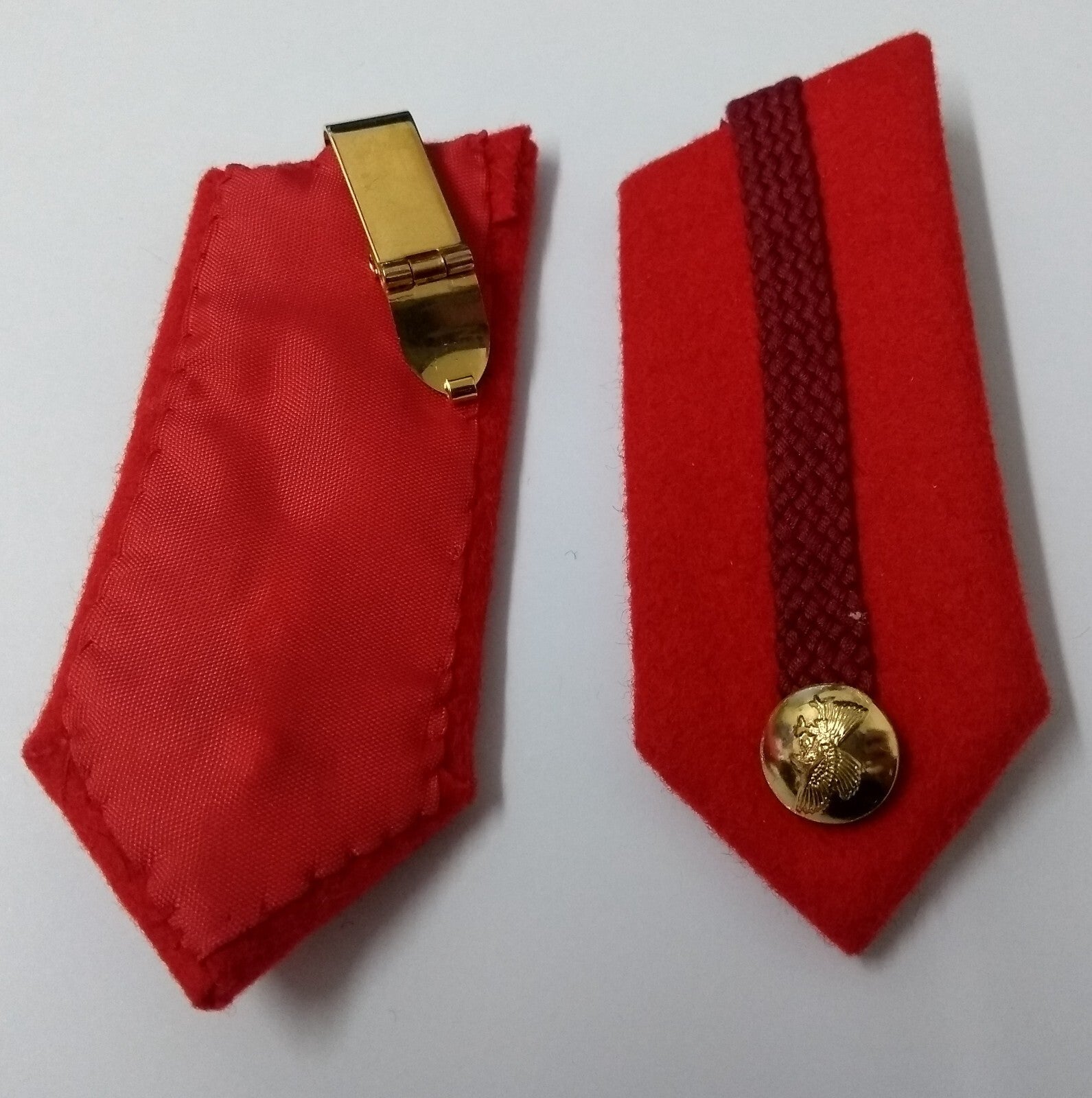 SNR Rank Gorgets Scarlet Red Melton & Maroon Braid Detail For Senior Officers