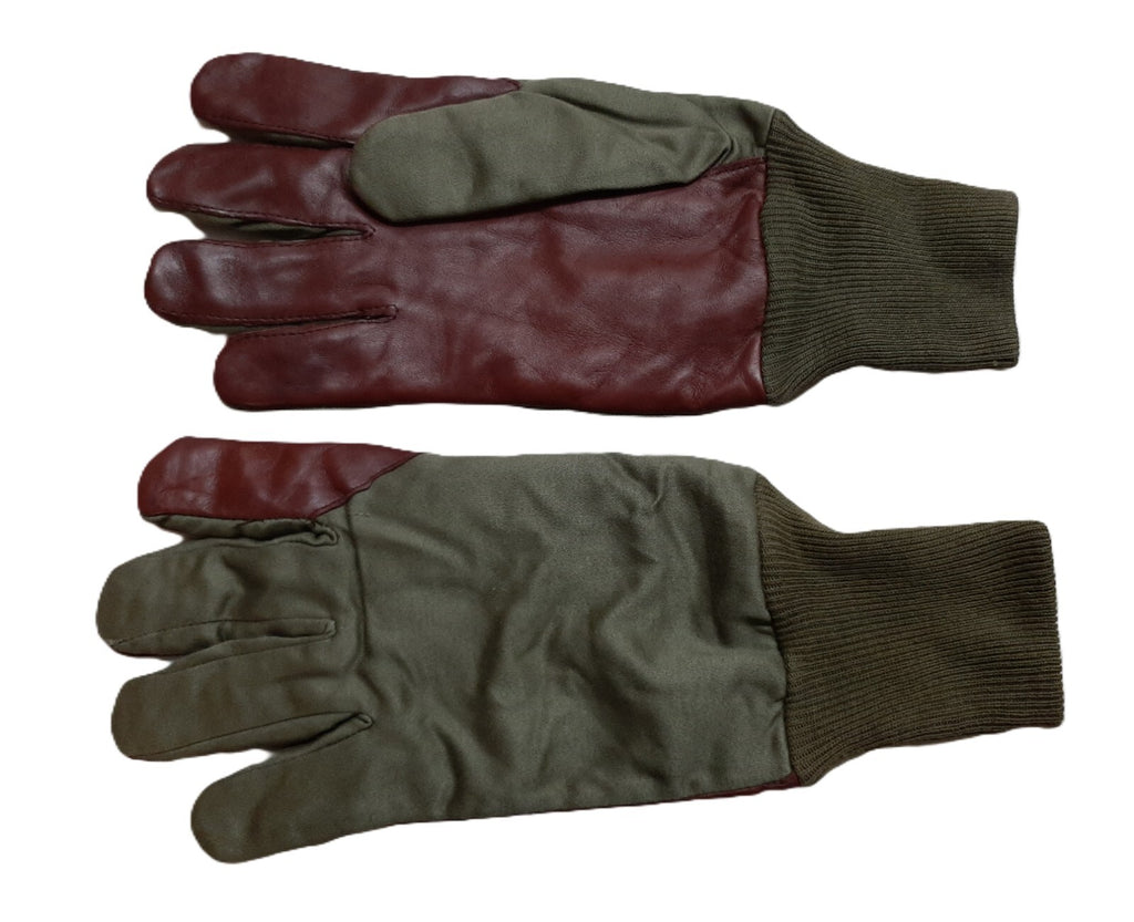 Aircrew Gloves RAF Royal Air Force & British Army 1980s Pattern Leather Palm Cotton Lined NOS