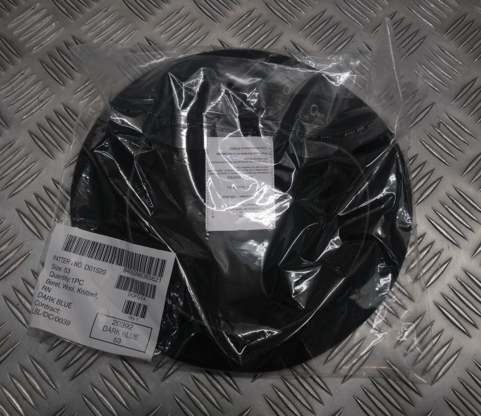 Naval Beret Wool With Leather Rim & Badge Eyelets NEW