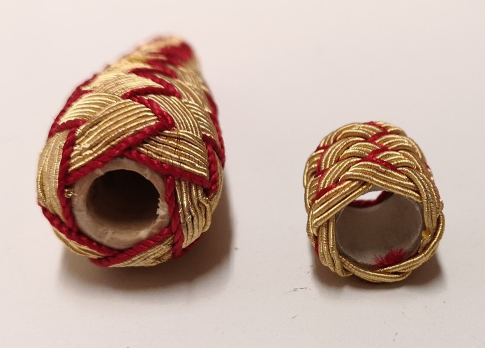 Gold & Crimson Wire Acorn and Turks Head for Sword Knots