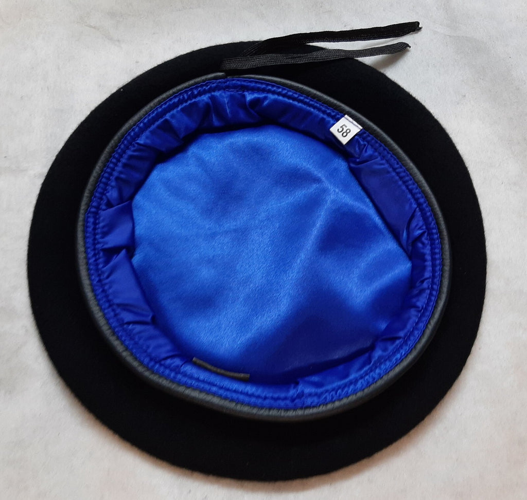 Wool Beret British Golding Pattern Leather Rim Black Colour Size 58cm