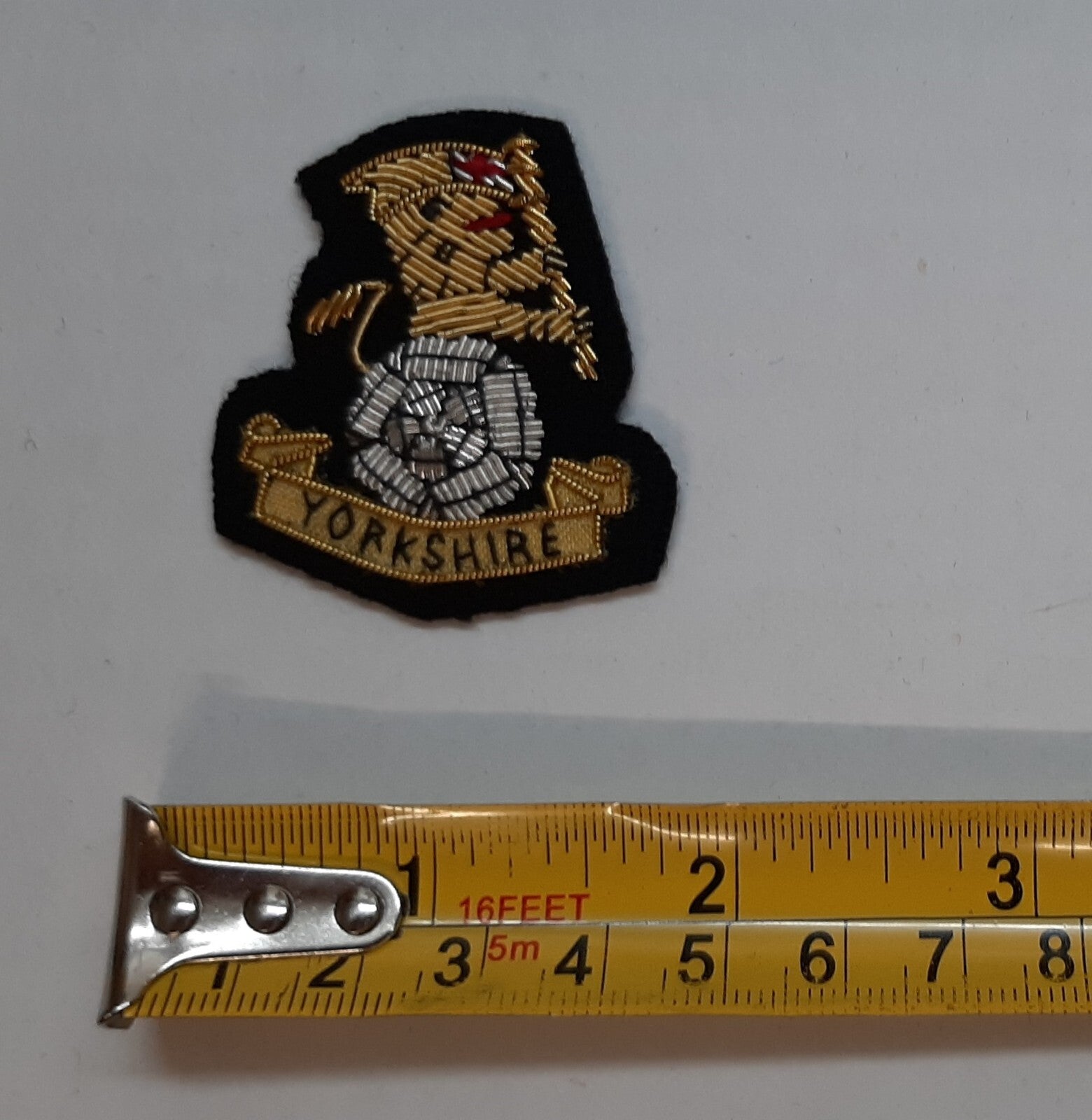 Yorkshire Collar Badges Hand Embroidered Yorks Insignia on Black Felt 1 Pair