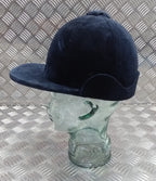 Patey Cap Navy Velvet Covered Hand Made - Navy Hunt Cap Riders Show Cap 59cm