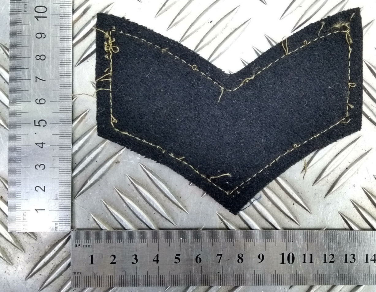 No2 Issue FAD Rank Stripe Chevron Patch Corporal Rank on Black Felt Used