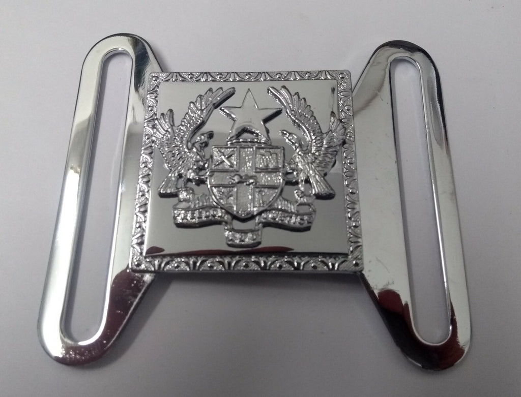 Genuine Obsolete Ghana Crest Insignia Large Silver Latching Belt Buckle