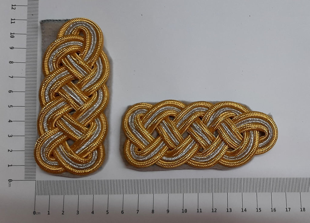 Luftwaffe Style Shoulder Boards Senior Officer Gold and Silver 3 Ply Cords