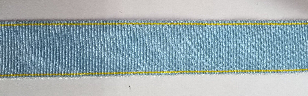 Light Blue & Yellow Ribbon 11mm Wide Genuine British Made