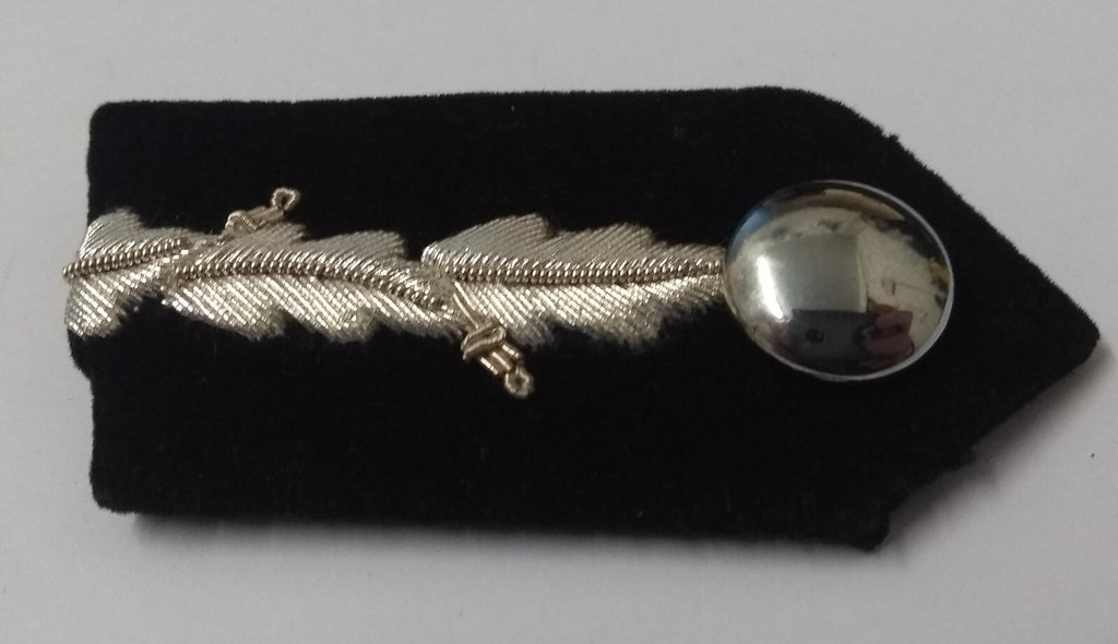 Black Gorgets Collar Tabs With Silver Leaf Insignia Plain Buttons & Clip Backs S
