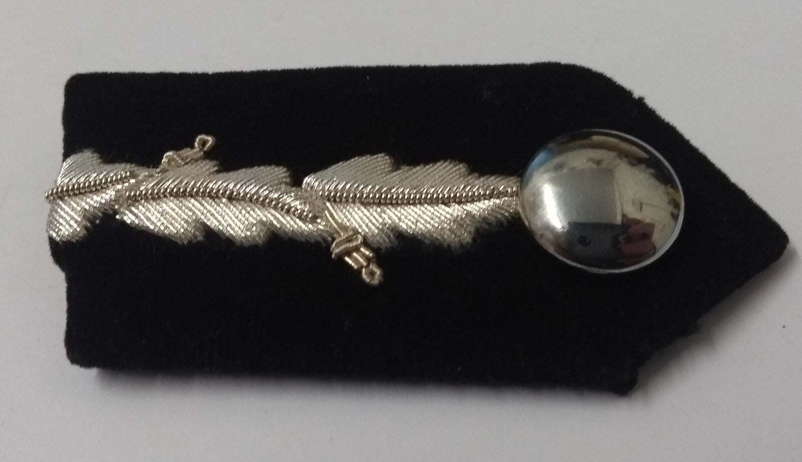 Black Gorgets Collar Tabs With Silver Leaf Insignia Plain Buttons & Clip Backs S