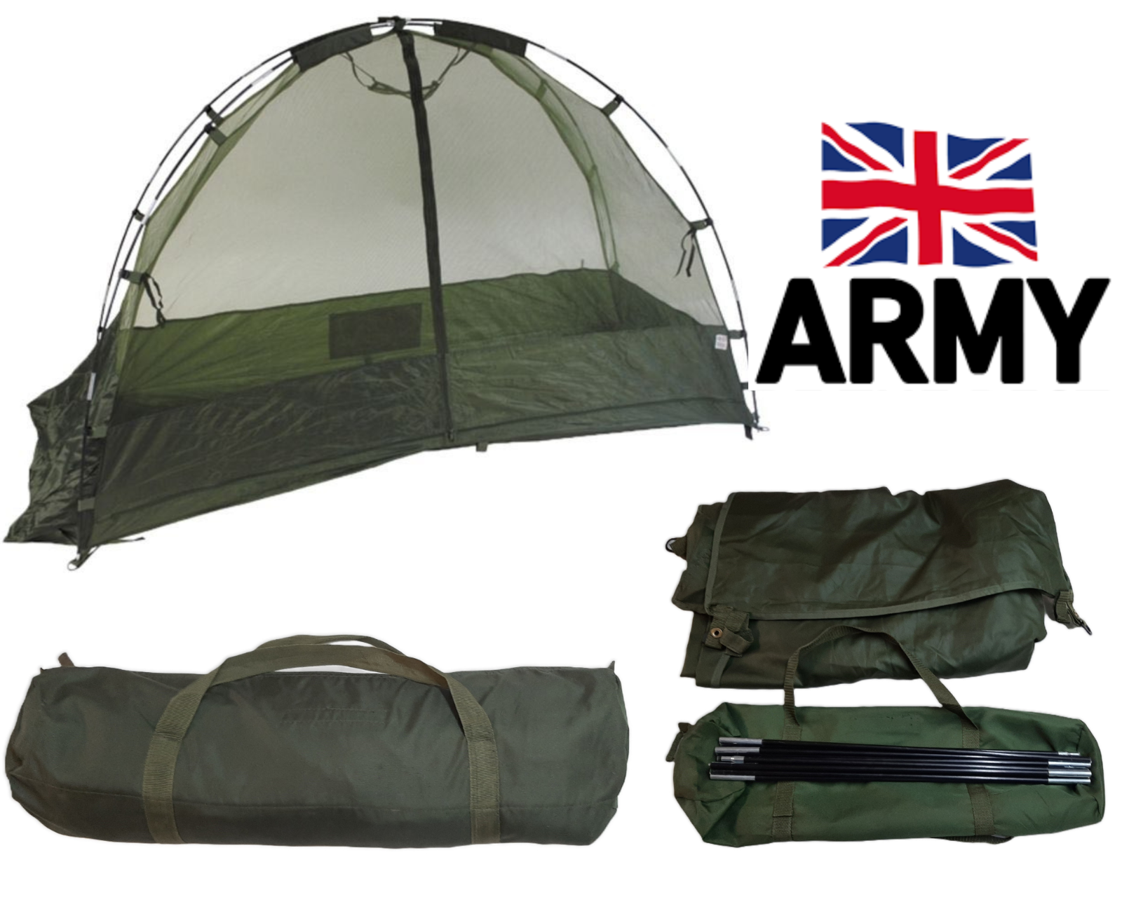 Free Standing Mosquito Dome Net Enclosure British Field Kit No Pegs