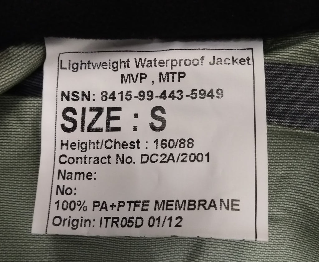 MTP Waterproof Jacket Lightweight MVP Black Fleece Collar Army Multi-Cam Pattern