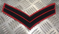 Genuine British Army Corporal Rank 2 Chevrons Long Navy Blue on Red CVF02